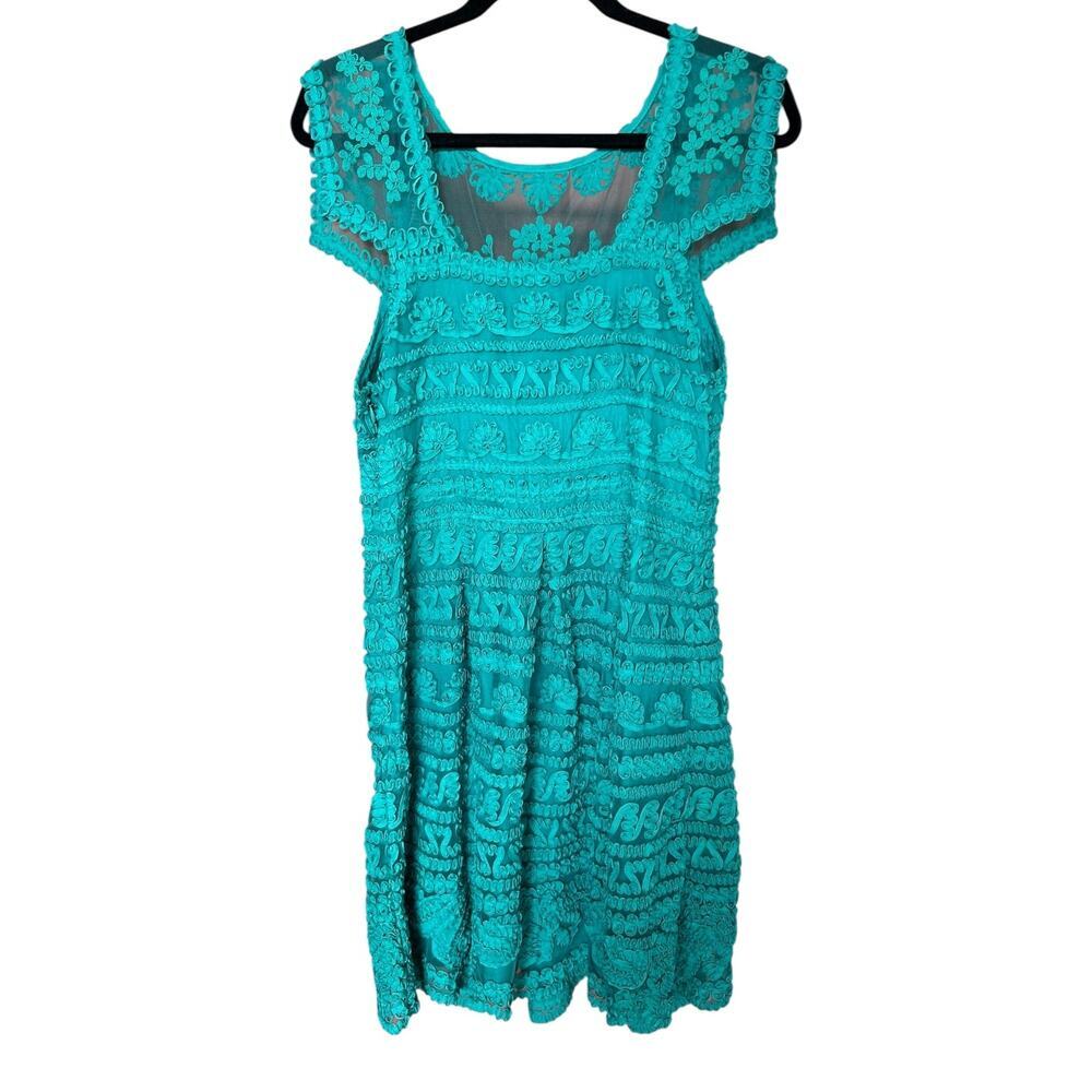 Yoana Baraschi Anthropologie Women's Embroidered Lace Fit + Flare Dress Size 12 - Picture 8 of 12